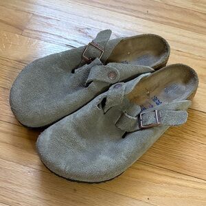 Birkenstock Boston Suede Leather Taupe Clogs - 39